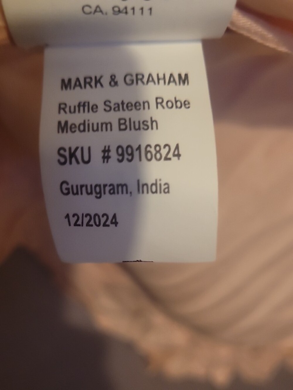 Mark & Graham Satin Ruffle-Trim Robe in Blush - Picture 4 of 6